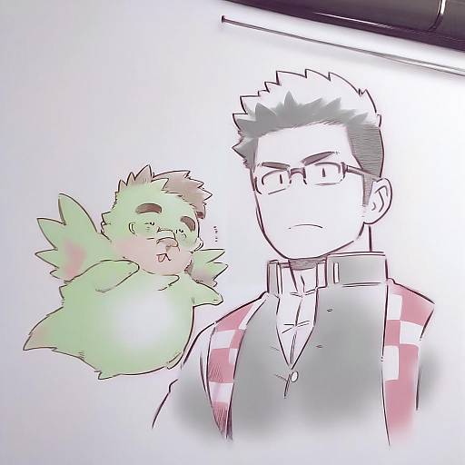 Illustration of Motoori shiro, tokyo afterschool summoners in the style of Tsukareta san