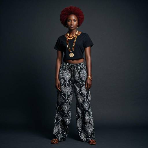 Dark-skinned Woman in African Traditional Pants
