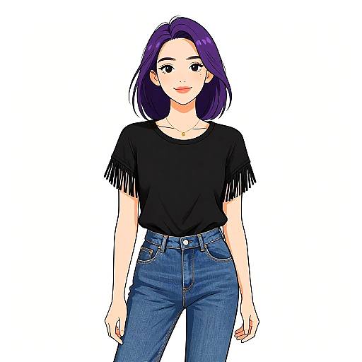 Smiling Woman in Casual Chic Outfit