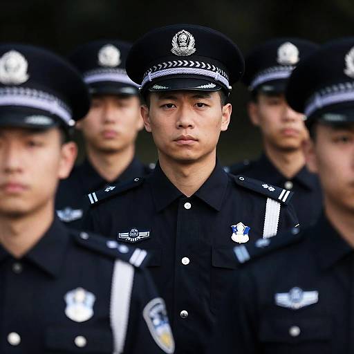 Serious Police Officer Group Portrait