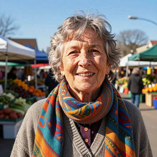 Cheerful Senior Woman at Market