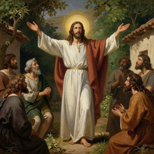 Jesus Christ Blessing in Ancient Village