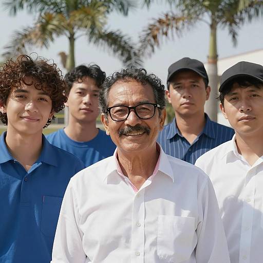 Outdoor Group Photo with Palm Trees