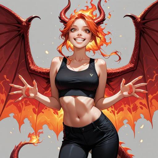 Adventurous Dragon Girl in Mid-Air Adventurous Dragon Girl in Mid-Air