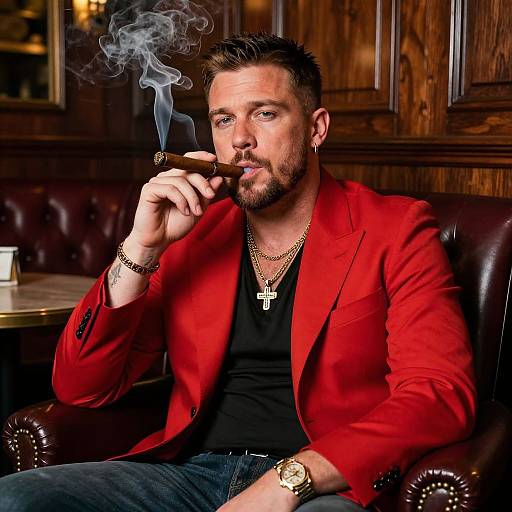 Andrew Tate Portrait in Plush Lounge