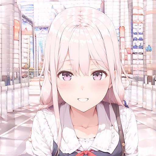 Ultra-Detailed Girl in City Street Illustration