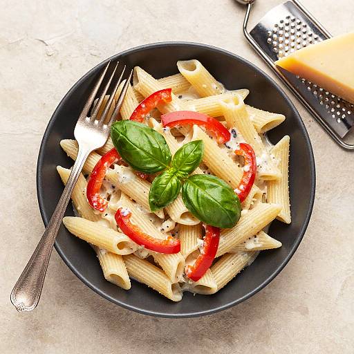 Top-Down Creamy Pasta Salad Bowl