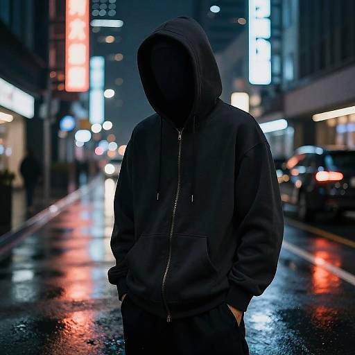 Cyberpunk Hoodie Character at Night