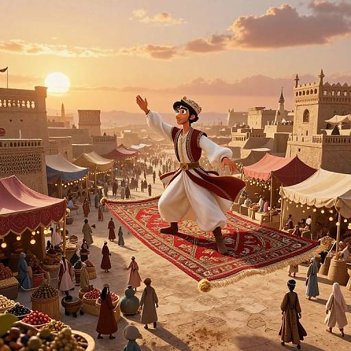 Photorealistic CGI: A dancer in traditional Middle Eastern attire, with a black headscarf and white shalwar kameez, performs on