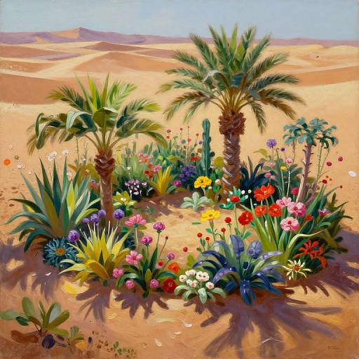 Mesmerizing Oasis Garden Oil Painting