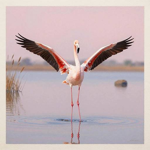 Flamingo in Rose-Hued Salt Flat Lagoon