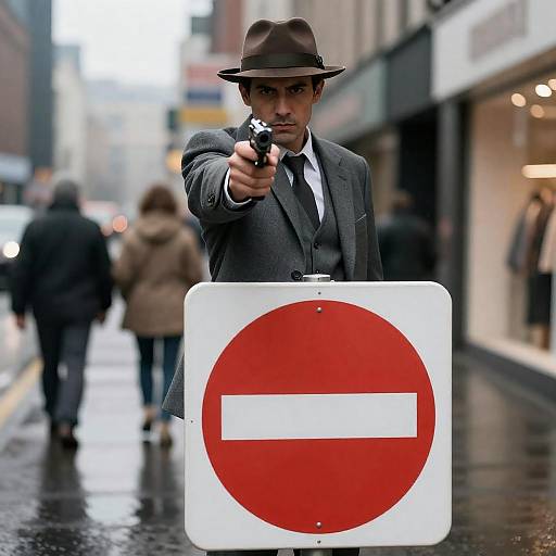 Detective in the Rainy Urban Scene