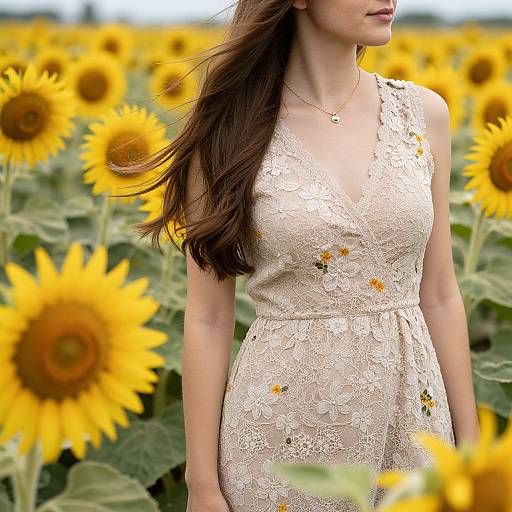 Woman in Sunflower Field Elegance