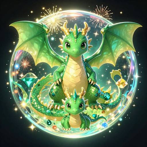 Lustrous Adorable Dragons in Magical Sphere