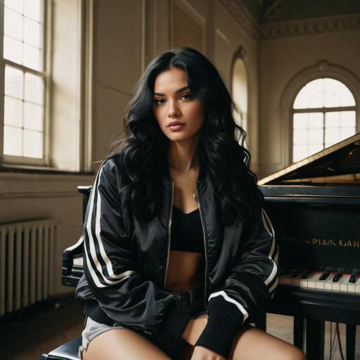 Woman Sitting Beside Dusty Piano in Empty Hall