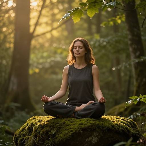 Serene Cross-Legged Meditation in Forest