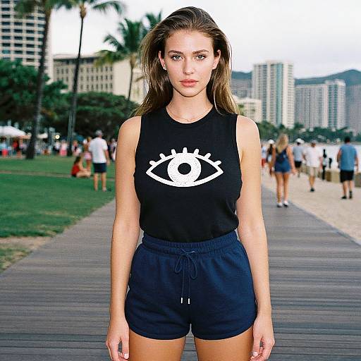 Stylish Woman at Waikiki Boardwalk