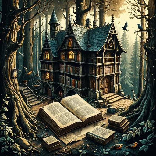 Enchanted Tree Library in Anton Pieck Style