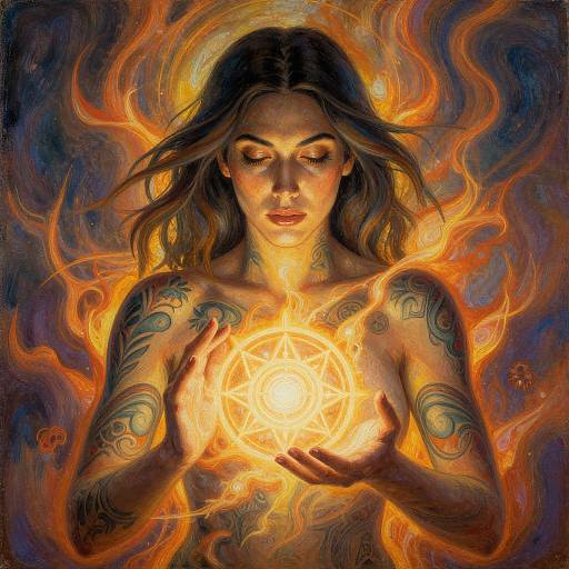 Mystical Woman with Glowing Symbol