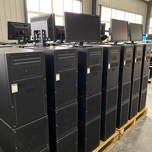 Organized Warehouse with Computer Equipment