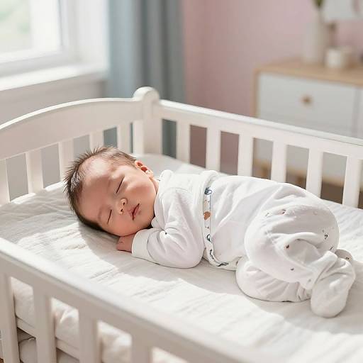 Serene Newborn in Sunlit Crib