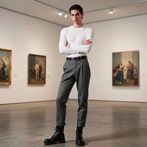 Androgynous Model in Modern Art Gallery