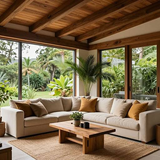 Modern Rustic Sunroom with L-Shaped Sofa
