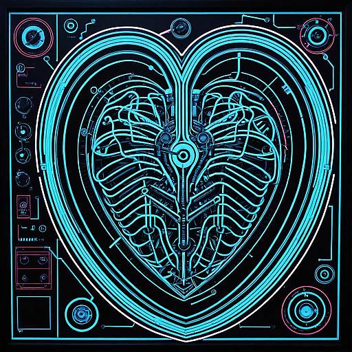 Mechanical Heartbeat Neon Organic Fusion
