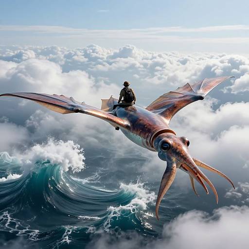 Adventurer Soaring on Winged Squid