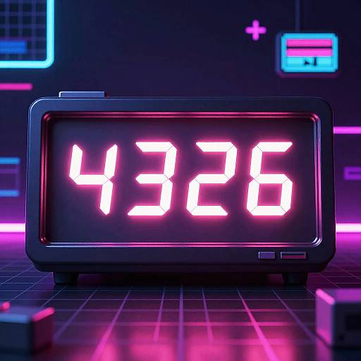 Vibrant Retro Digital Clock Glow