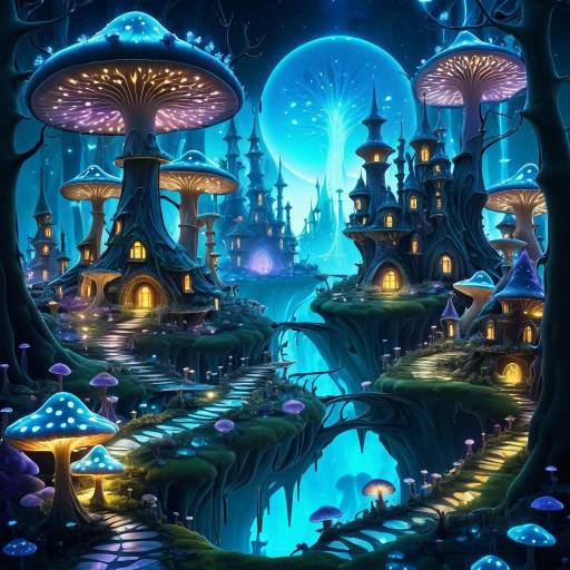 Magical Mushroom City in Enchanted Forest