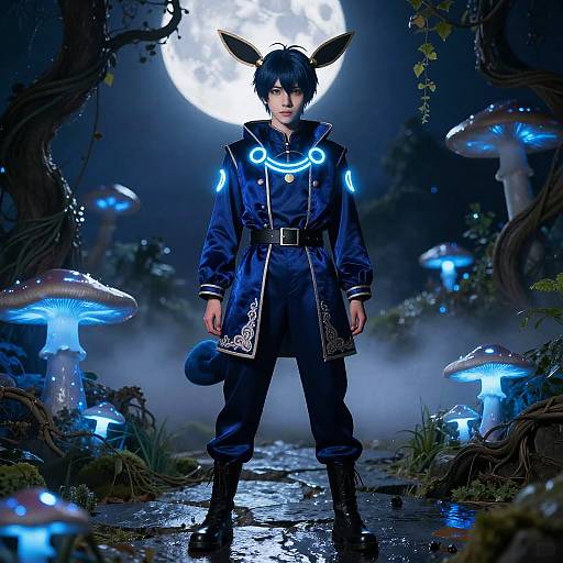 Luminescent Umbreon Cosplay in Moonlit Garden