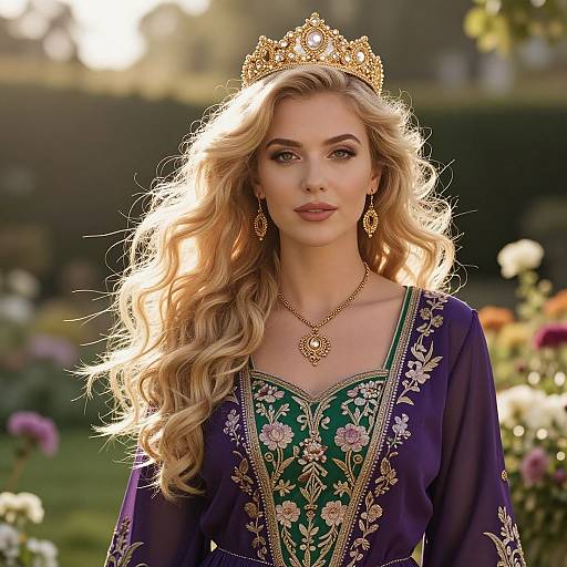 Elegant Woman in Floral Garden