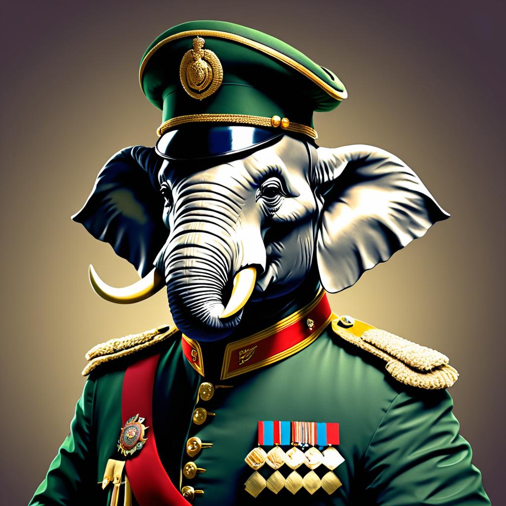 Noble Anthropomorphic Elephant in Uniform