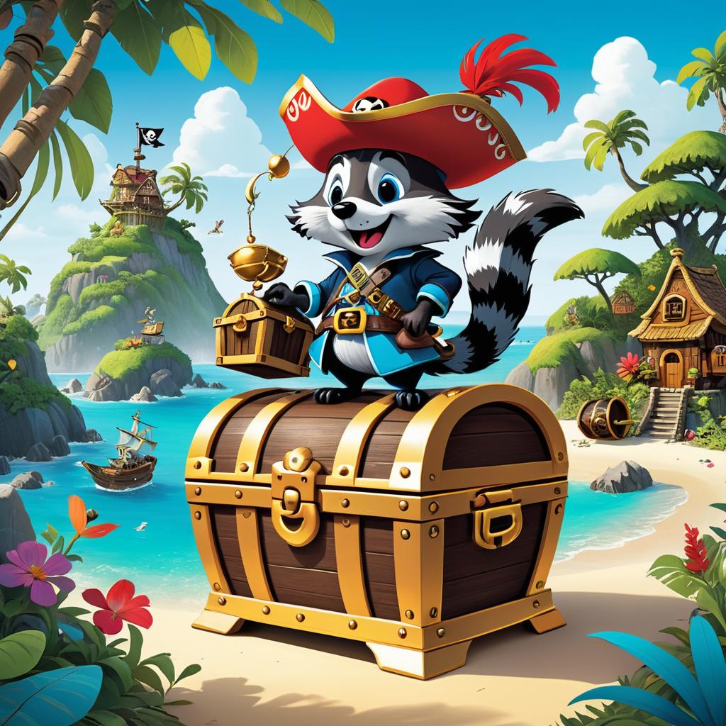 Whimsical Pirate Adventure with Raccoon