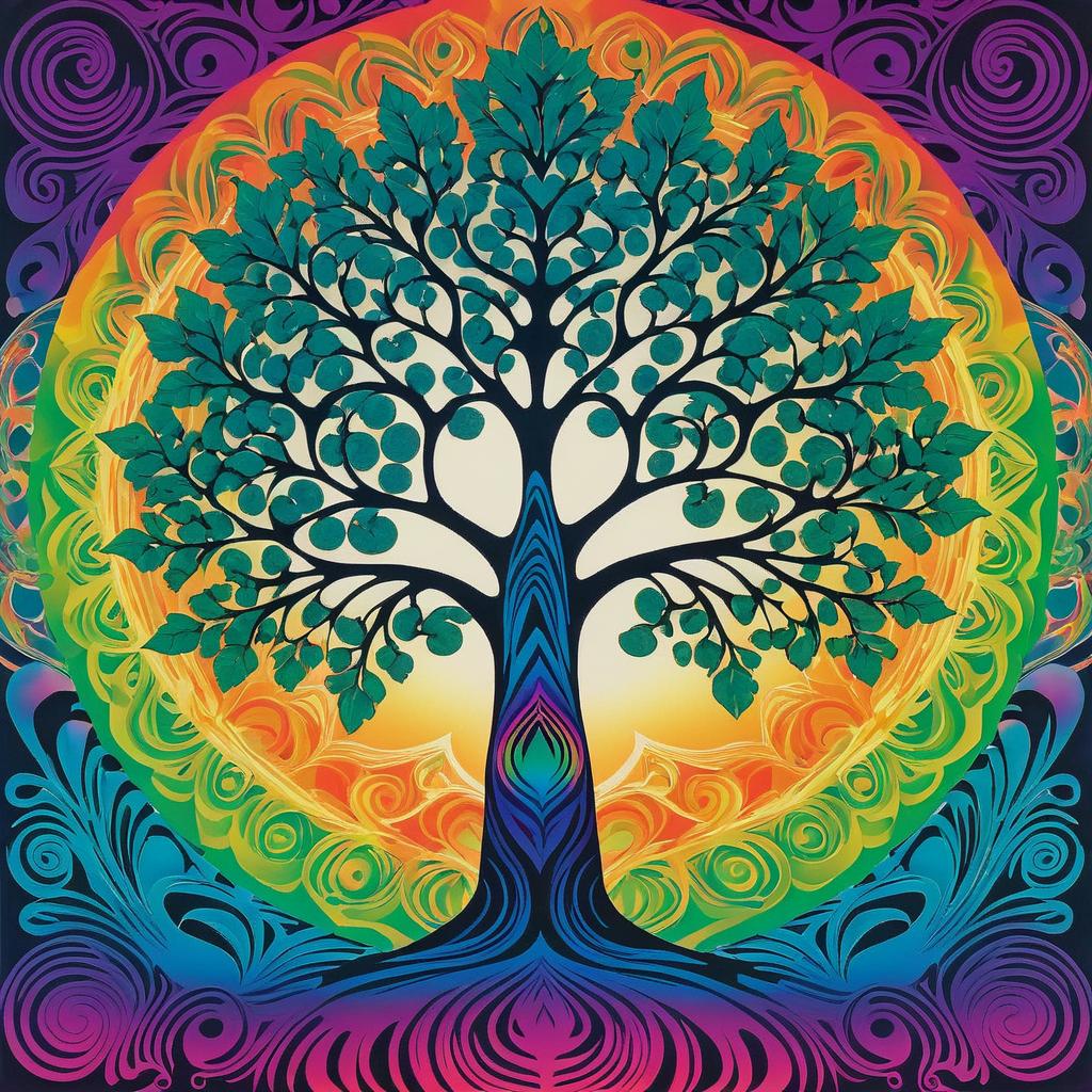 Psychedelic Tree in Peace Symbol Design