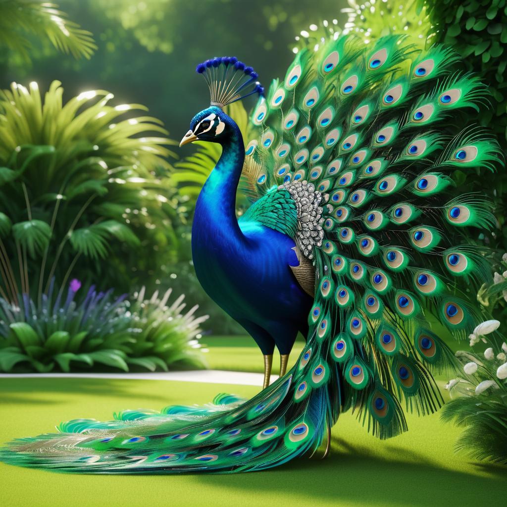 Elegant Peacock in a Tranquil Garden