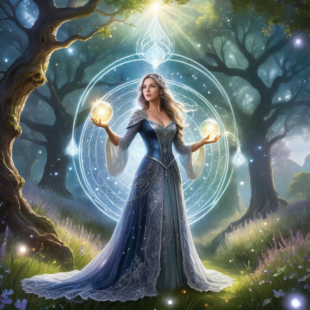 Enchanting Sorceress in a Magical Meadow