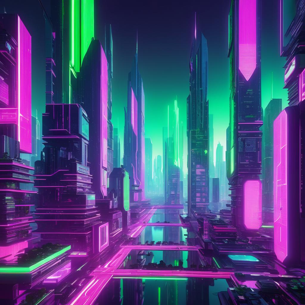 Vibrant Cyberpunk Cityscape Illustration