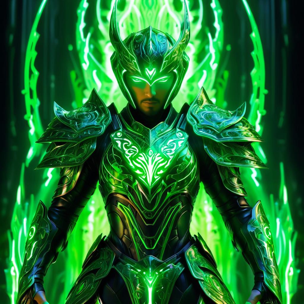 Futuristic Warrior in Glowing Plasma