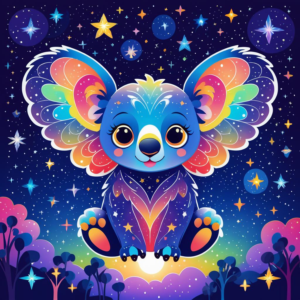 Whimsical Winged Koala Under Stars