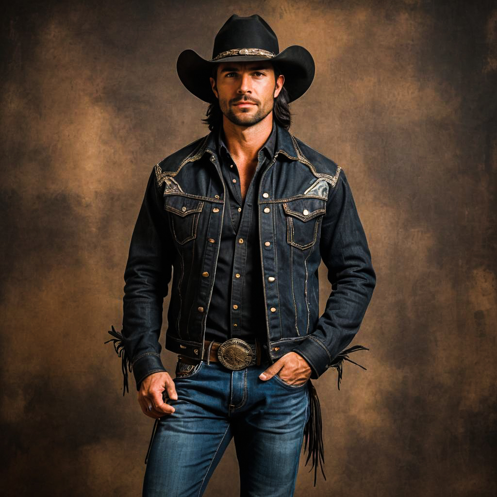 Rugged Cowboy in Western Style Setting