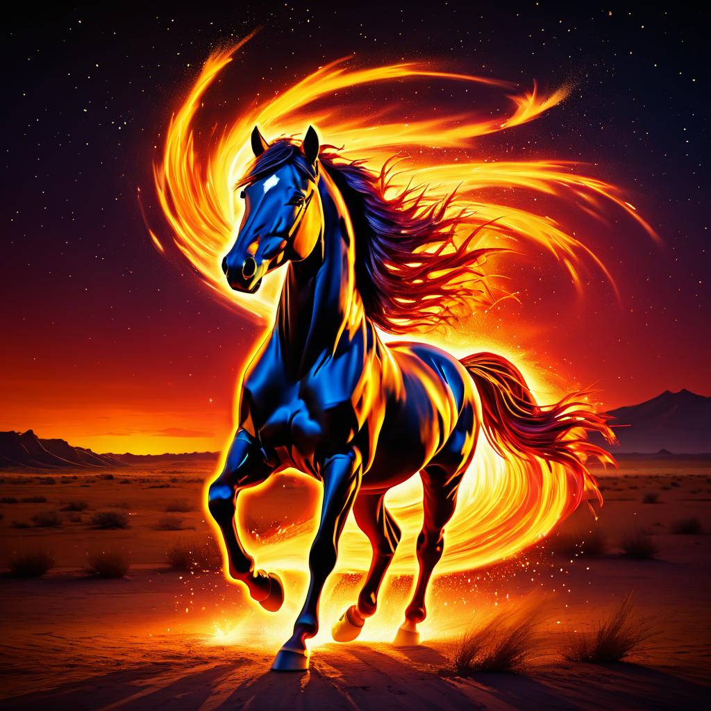 Fiery Horse in a Wasteland Painting