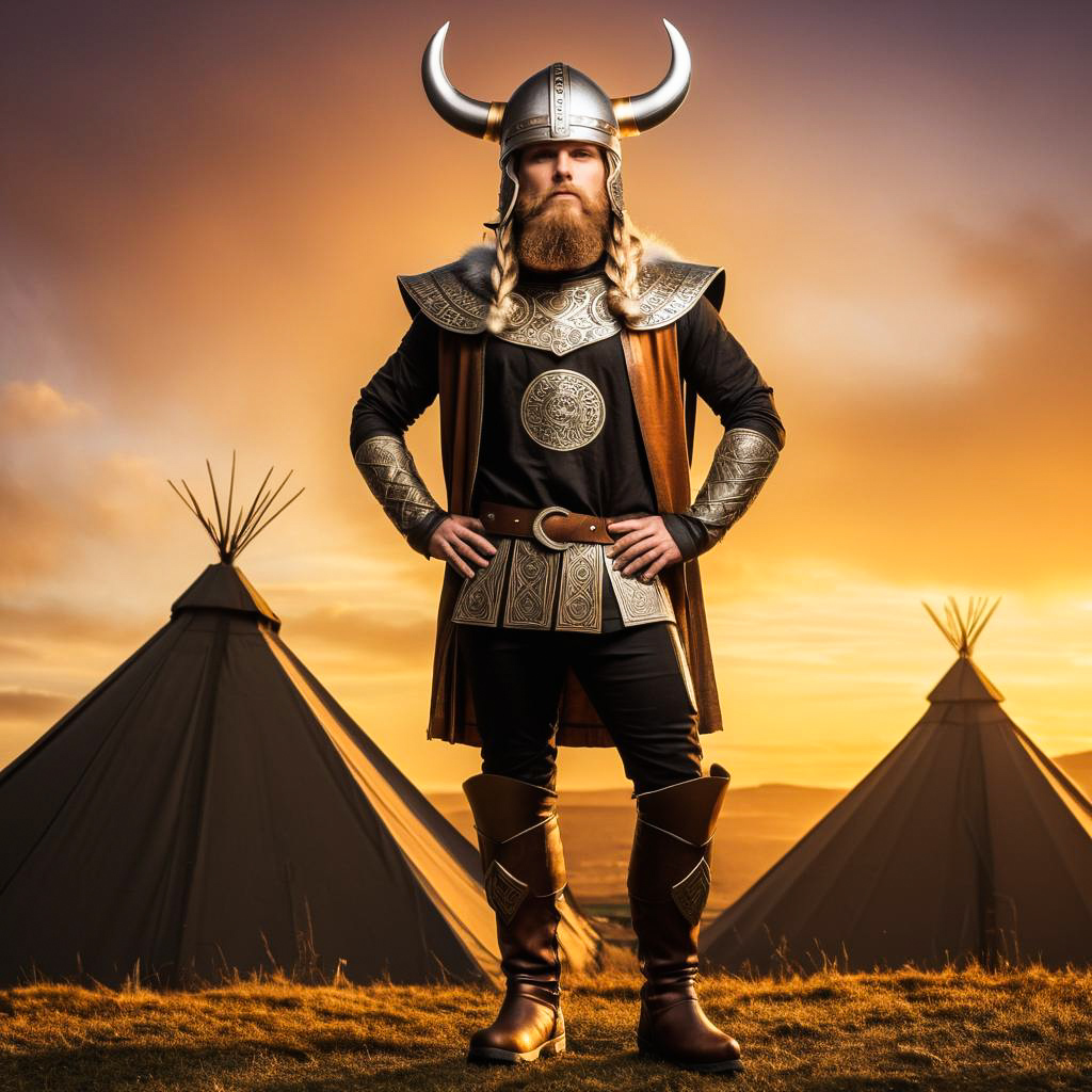 Surprised Festival-Goer in Viking Gear