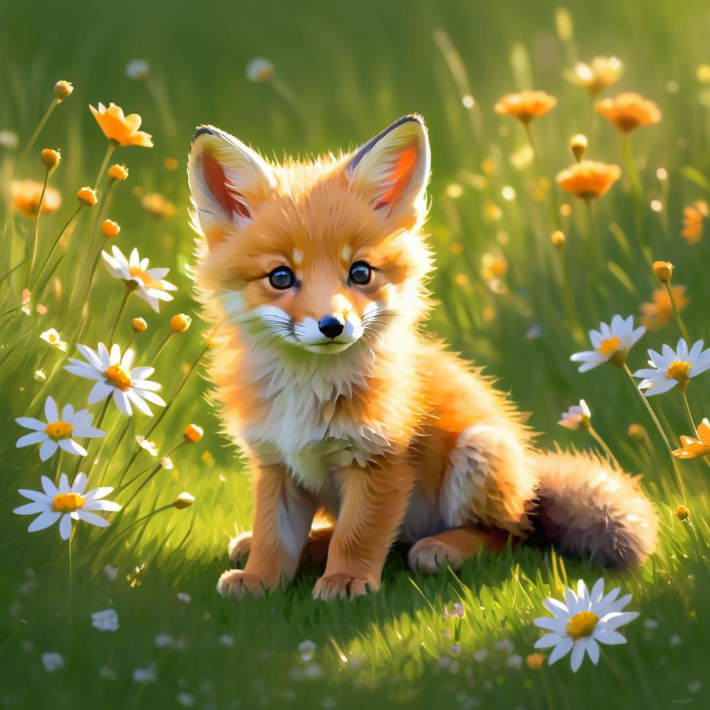 Serene Baby Fox Kit in Meadow