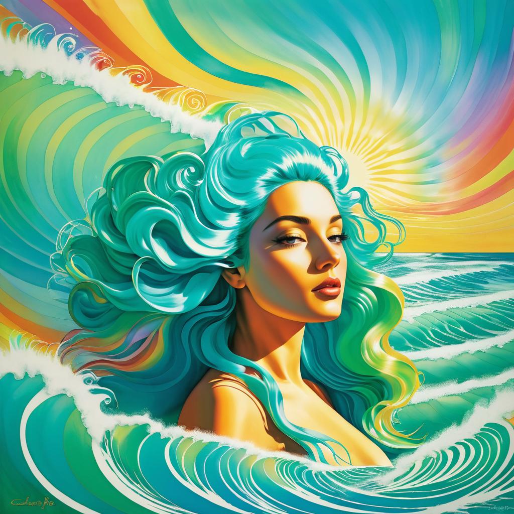 Psychedelic Mermaid with Turquoise Hair