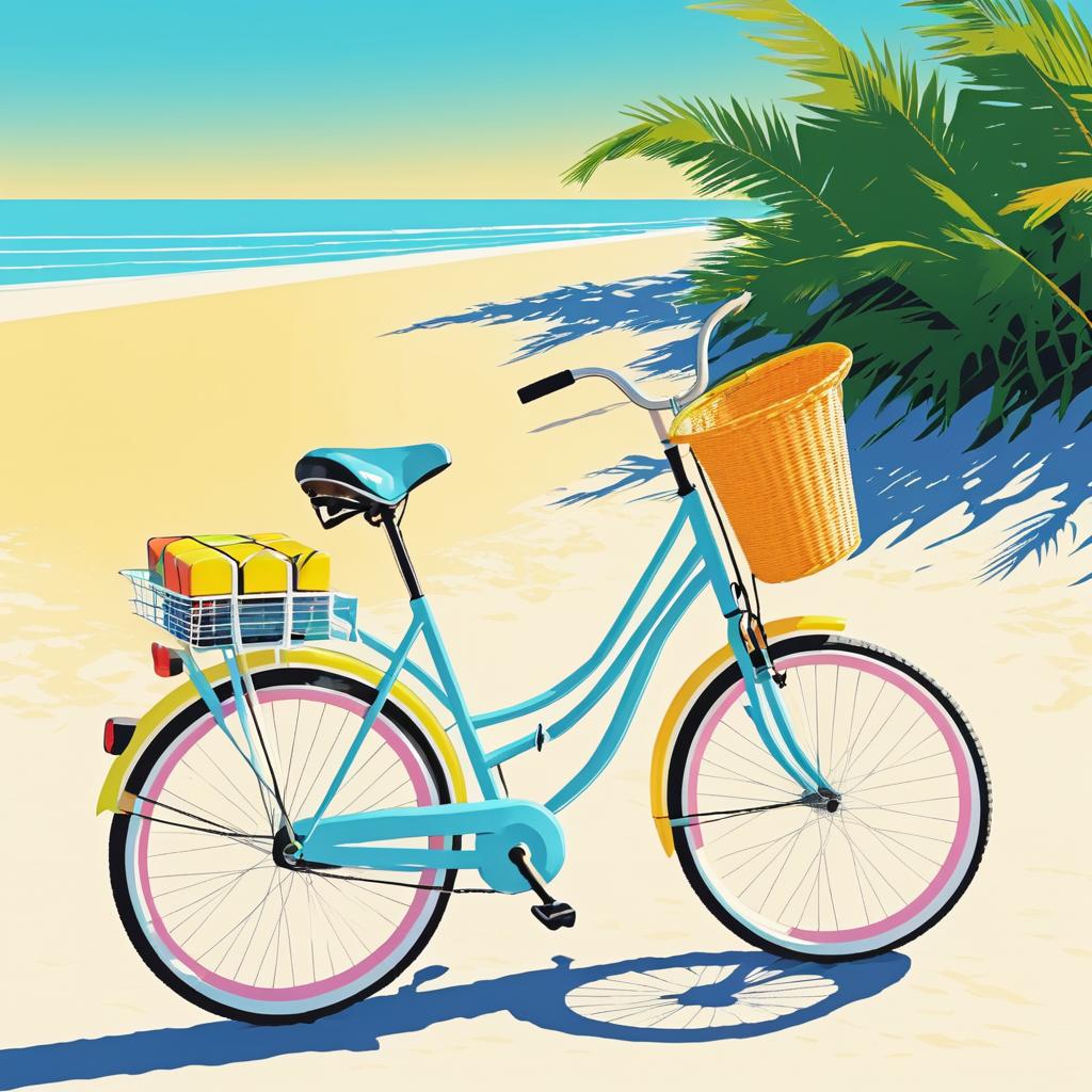 Retro Bicycle on Sunny 1980s Beach