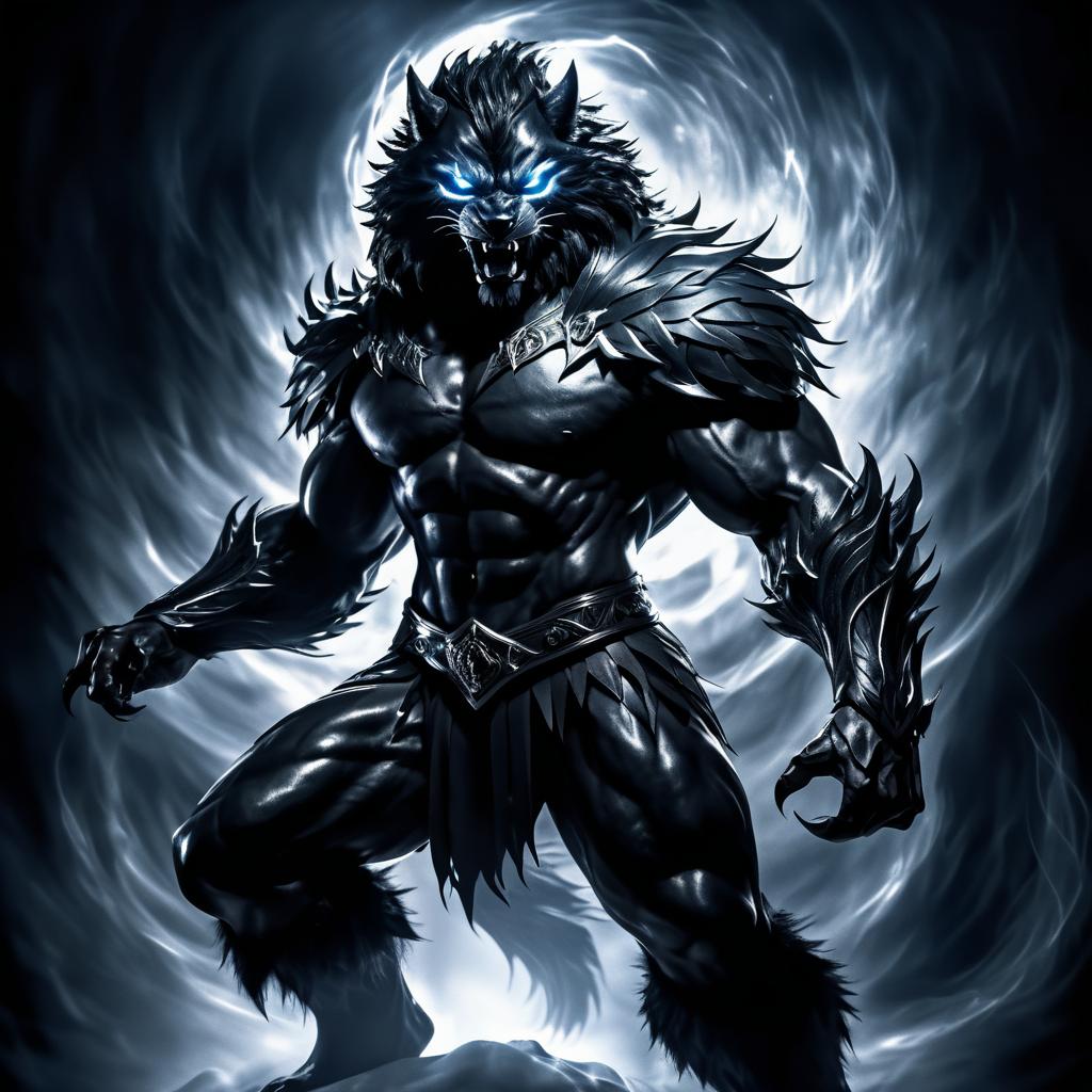 Fierce Werewolf Portrait in Dark Fantasy