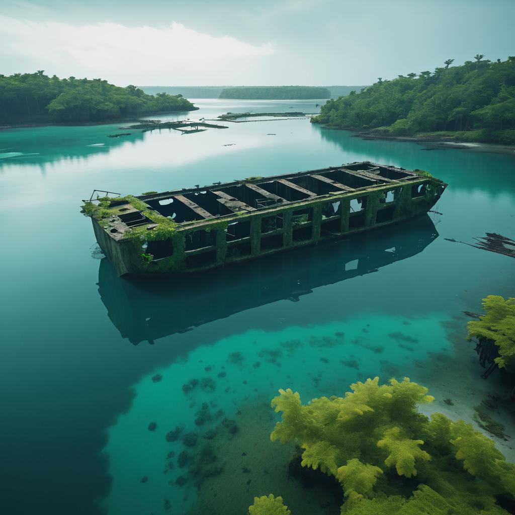 Tranquil Bay with a Sunken Shipwreck