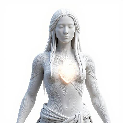 White Shamanic Figure with Glowing Heart